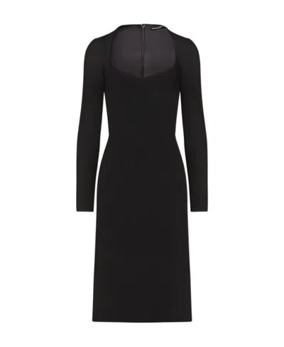 Dolce & Gabbana Cady Midi Dress In Black