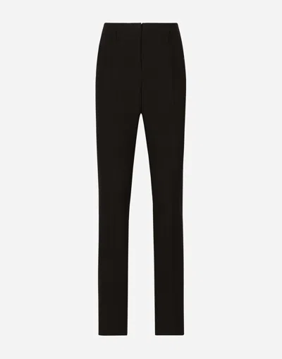 Dolce & Gabbana Stretch Cady Straight Pants In Black