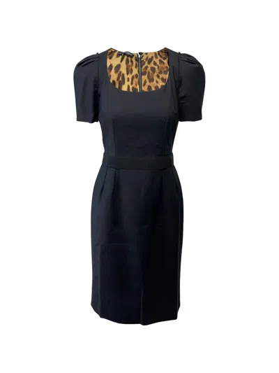 Pre-owned Dolce & Gabbana Cady Short-sleeves Midi Dress In Black