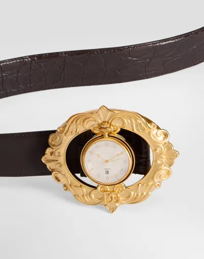 Dolce & Gabbana Caiman Belt In Gold