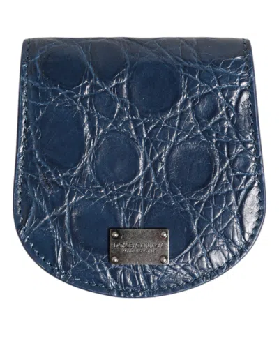 Dolce & Gabbana Caiman Leather Coin Purse In Blue