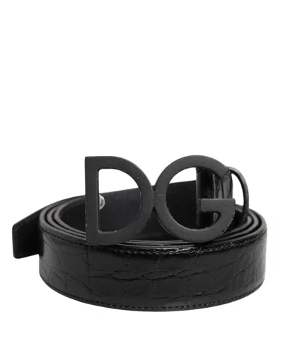 Dolce & Gabbana Caimano Leather With Dg Buckle Belt In Yellow