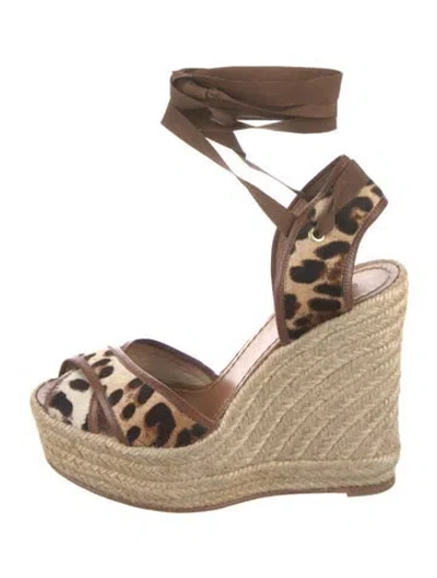 Pre-owned Dolce & Gabbana Calf Hair Animal Print Espadrilles In Brown