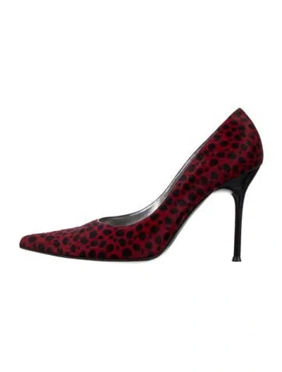 Pre-owned Dolce & Gabbana Calf Hair Animal Print Pumps In Red