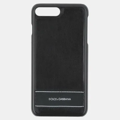 Pre-owned Dolce & Gabbana Calf Iphone 7 Plus/8 Plus Cover In Black