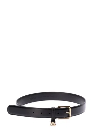 Dolce & Gabbana Calf Leather Belt In Black