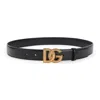 Dolce & Gabbana Adjustable Loop Stitched Belt In Black