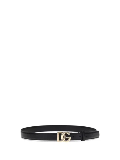 Dolce & Gabbana Calf Leather Belt In Black