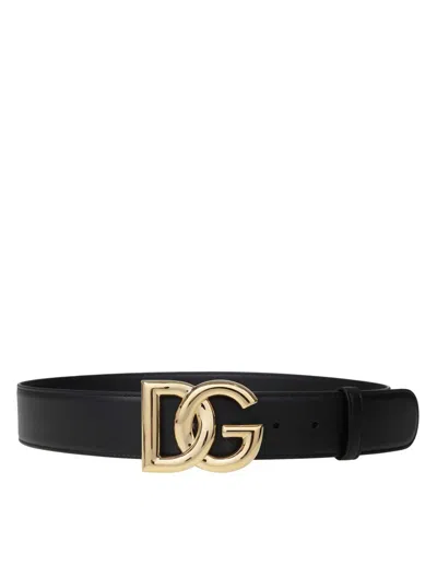 Dolce & Gabbana Calf Leather Belt In Black