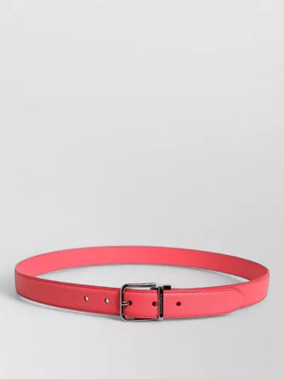 Dolce & Gabbana Calf Leather Belt Silver Tone Buckle In Pink