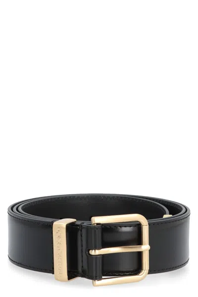 Dolce & Gabbana Calf Leather Belt With Buckle In Black