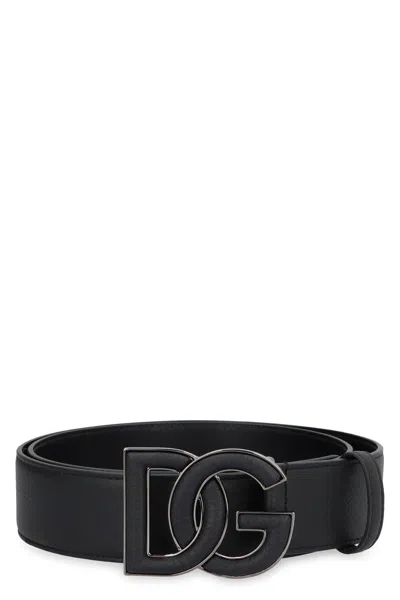 Dolce & Gabbana Calf Leather Belt With Buckle In Nero (black)