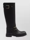 Dolce & Gabbana Calf Leather Biker Boots With Button Detail In Black