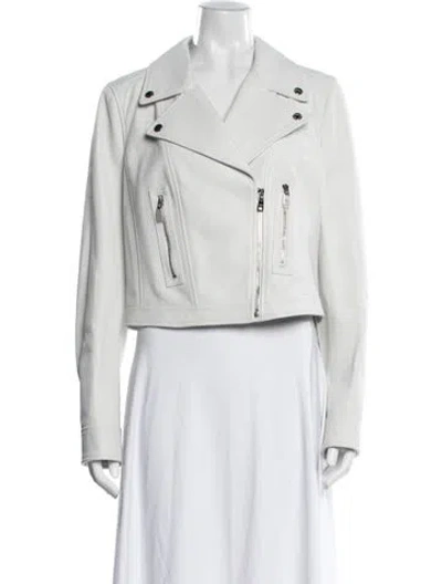 Pre-owned Dolce & Gabbana Calf Leather Biker Jacket W/ Tags In Neutral