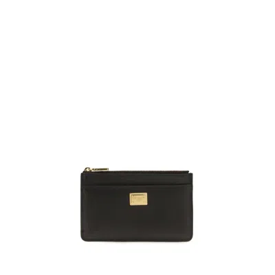 Dolce & Gabbana Calf Leather Card Case In Black