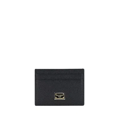 Dolce & Gabbana Calf Leather Card Case In Black