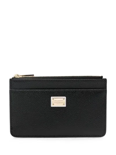 Dolce & Gabbana Calf Leather Cardholder In Black