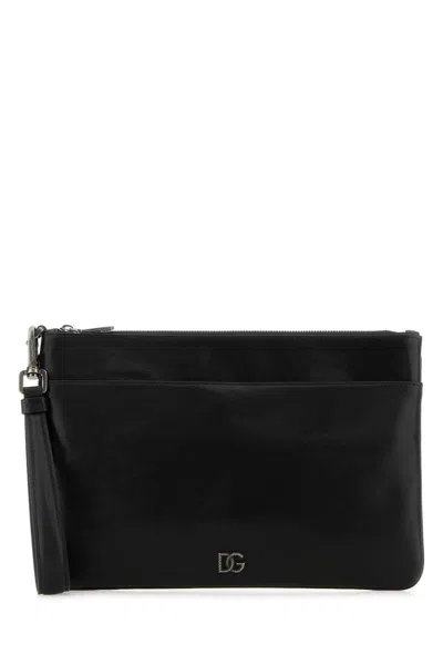 Dolce & Gabbana Calf Leather Clutch In Black