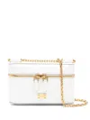 Dolce & Gabbana Sicily Leather Shoulder Bag With Metal Logo Tag In White