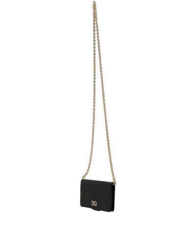 Dolce & Gabbana Calf Leather Flip Card Case In Black