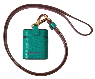 Dolce & Gabbana Calf Leather Logo Print Card Case In Green