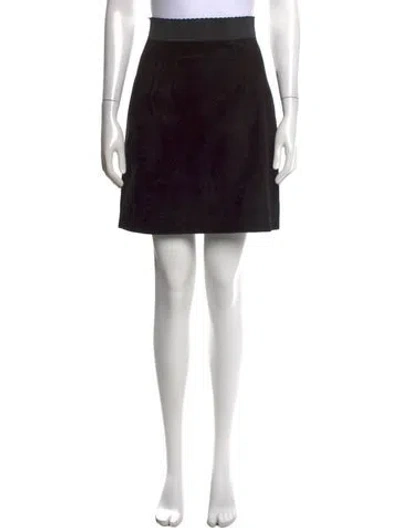 Pre-owned Dolce & Gabbana Calf Leather Mini Skirt In Black