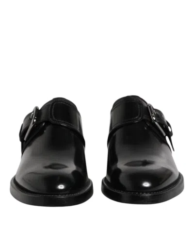 Dolce & Gabbana Calf Leather Monk Strap Derby Shoe In Black