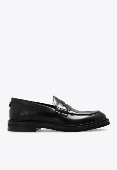 Dolce & Gabbana Calf Leather Penny Loafers In Black