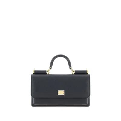 Dolce & Gabbana Calf Leather Shoulder Bag In Black