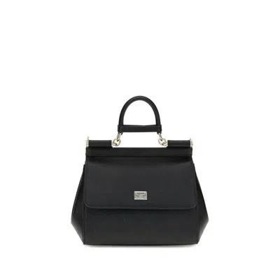 Dolce & Gabbana Calf Leather Shoulder Bag In Black