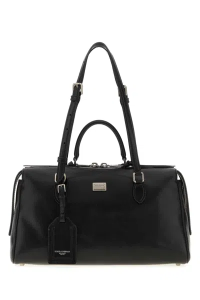 Dolce & Gabbana Calf Leather Shoulder Bag In Black