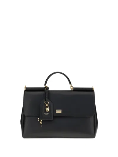 Dolce & Gabbana Calf Leather Shoulder Bag In Black