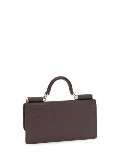 Dolce & Gabbana Calf Leather Shoulder Bag In Red