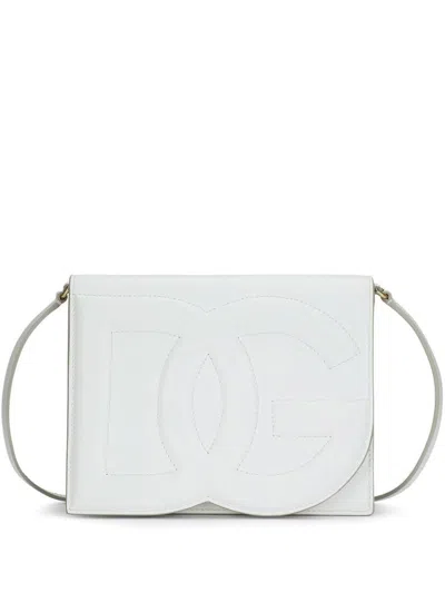 Dolce & Gabbana Calf Leather Shoulder Bag With 'dg' Logo In White