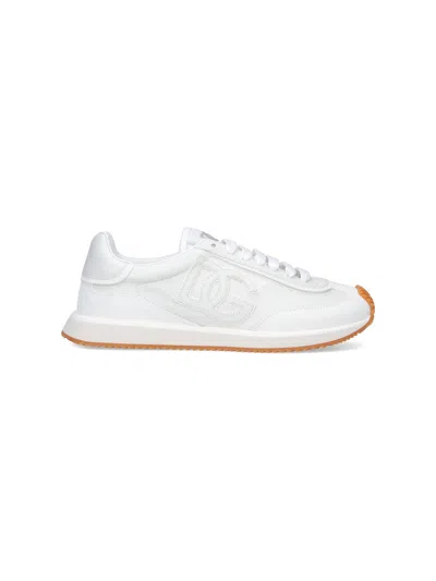 Dolce & Gabbana Calf Leather Sneakers For Men In White