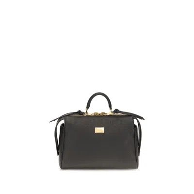 Dolce & Gabbana Calf Leather Top Handle Bag In Black