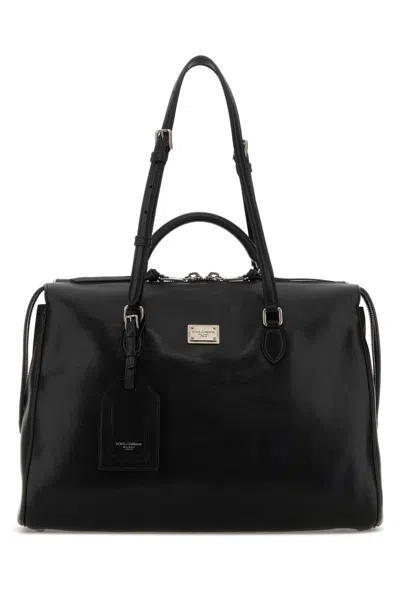 Dolce & Gabbana Calf Leather Top Handle Bag In Black