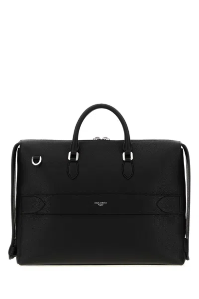 Dolce & Gabbana Calf Leather Top Handle Bag In Black