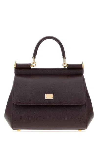 Dolce & Gabbana Calf Leather Top Handle Bag In Black