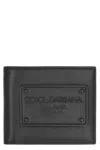 Dolce & Gabbana Small Zip-around Wallet In Calfskin With Raised Logo In Black