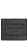 Dolce & Gabbana Small Zip-around Wallet In Calfskin With Raised Logo In Black