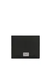 Dolce & Gabbana Bifold Wallet In Black Dauphine Leather In Black