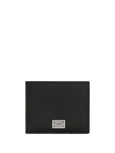 Dolce & Gabbana Calf Leather Wallet With Logo Plaque In Black