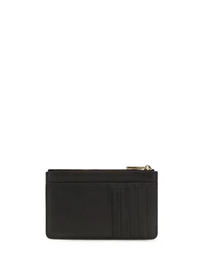 Dolce & Gabbana Calf Leather With Dg Logo Card Wallet In Black