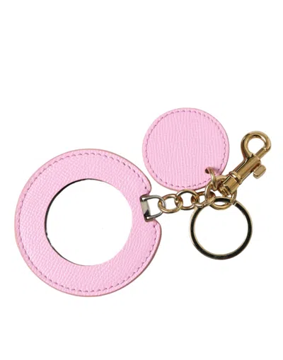 Dolce & Gabbana Calf Leather With Logo Hardware Key Case In Pink