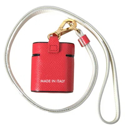 Dolce & Gabbana Calf Leather With Logo Print Card Case In Red