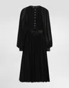 Dolce & Gabbana Calf-length Babydoll Dress With Pleated Skirt In Black