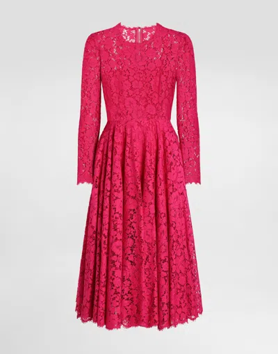 DOLCE & GABBANA CALF-LENGTH CIRCLE-SKIRT DRESS IN CORDONETTO LACE