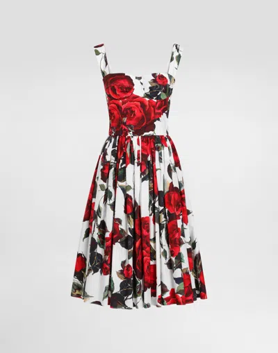 Dolce & Gabbana Calf-length Corset Dress With Rose Print