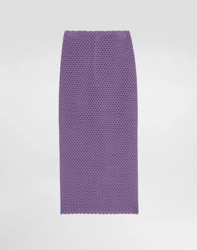 Dolce & Gabbana Calf-length Crochet Skirt In Purple
